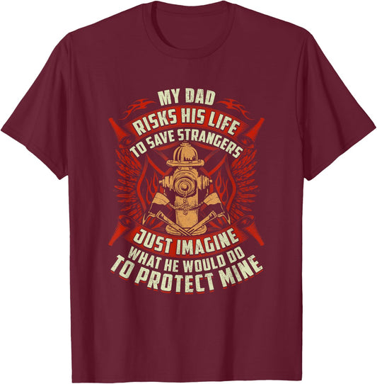 Fire Fighter Men Fireman Redline Gifts Shirts - Women's Firefighter Daughter - Black, Small T-Shirt - T-Shirt | Maroon