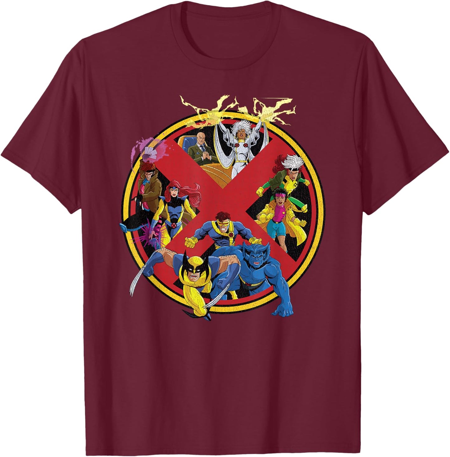 Marvel X-Men Animated Series Logo Retro 90s T-Shirt - T-Shirt | Maroon