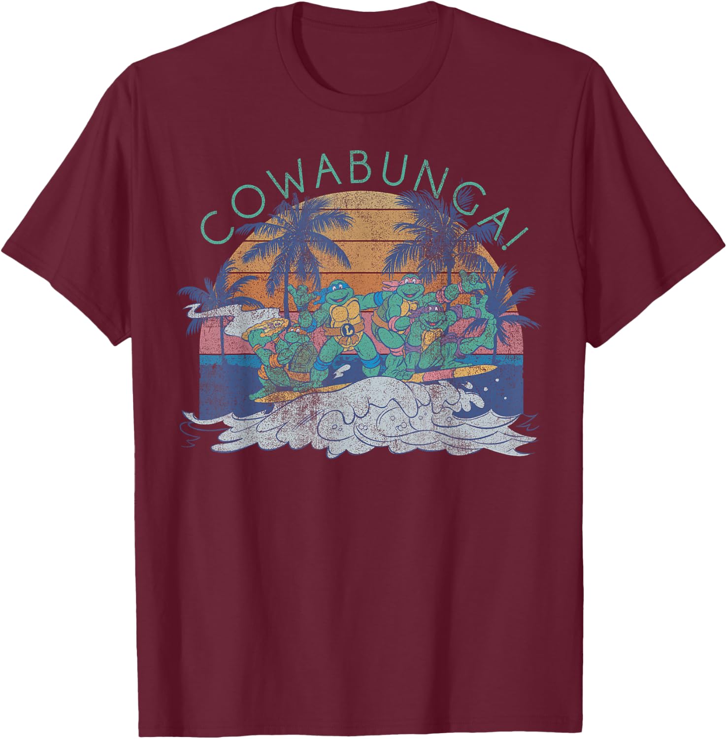 Teenage Mutant Ninja Turtles Vintage Cowabunga T-Shirt - T-Shirt | Maroon