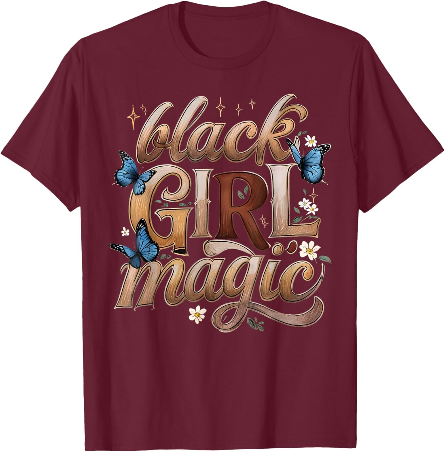 Black History Month Gift Ideas Apparel Co. H.UNiCR Black Girl Magic Melanin Black Women T-Shirt - T-Shirt | Maroon