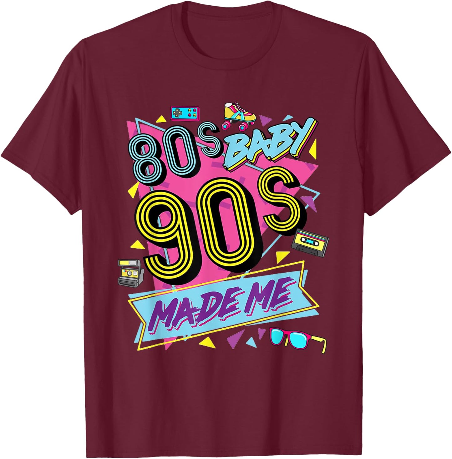 Vintage 1980s 80's Baby 1990s 90's Made Me Retro Nostalgia T-Shirt - T-Shirt | Maroon