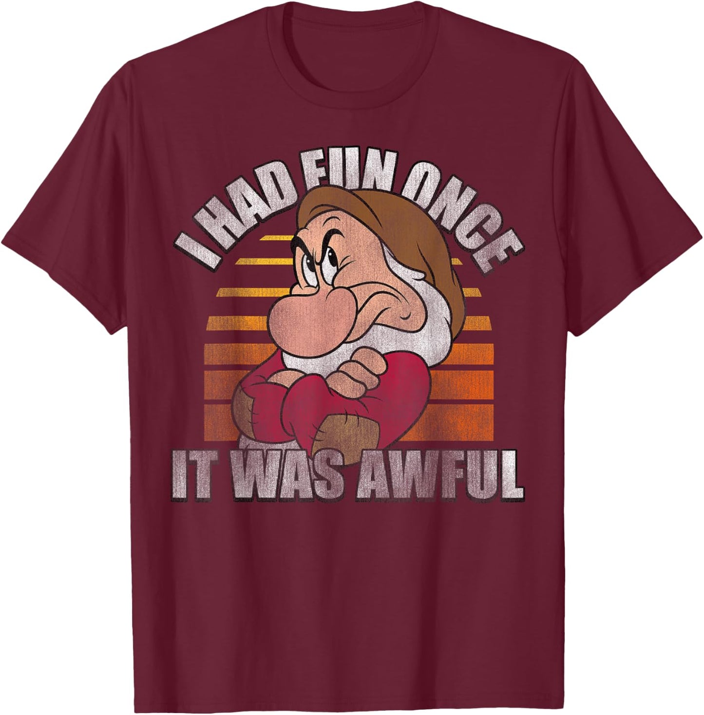 Disney Snow White Grumpy I Had Fun Once It was Awful Small T-Shirt - T-Shirt | Maroon