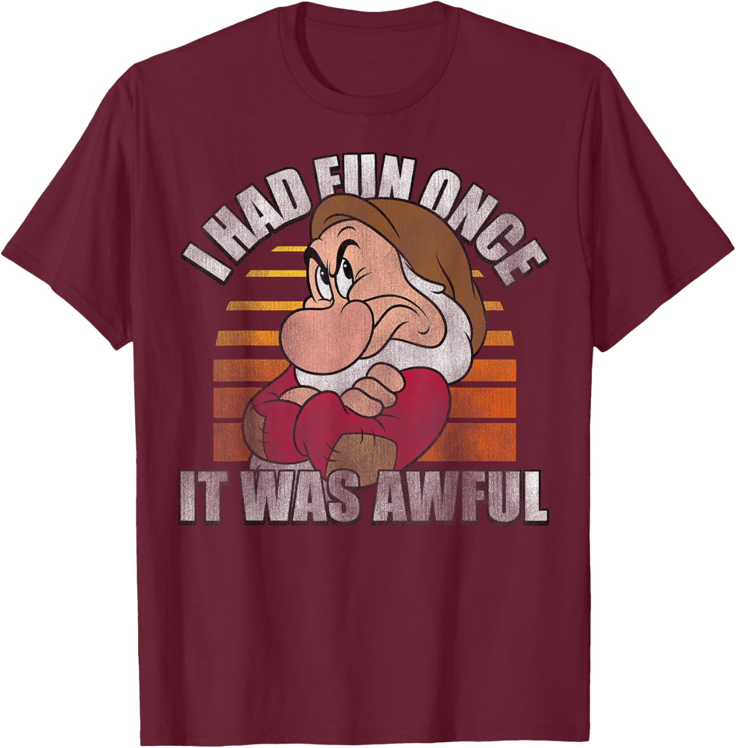 Disney Snow White Grumpy I Had Fun Once It was Awful Small T-Shirt - T-Shirt | Maroon