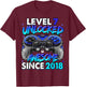 Level 7 Unlocked Awesome Since 2018 7th Birthday Gaming T-Shirt - T-Shirt | Maroon