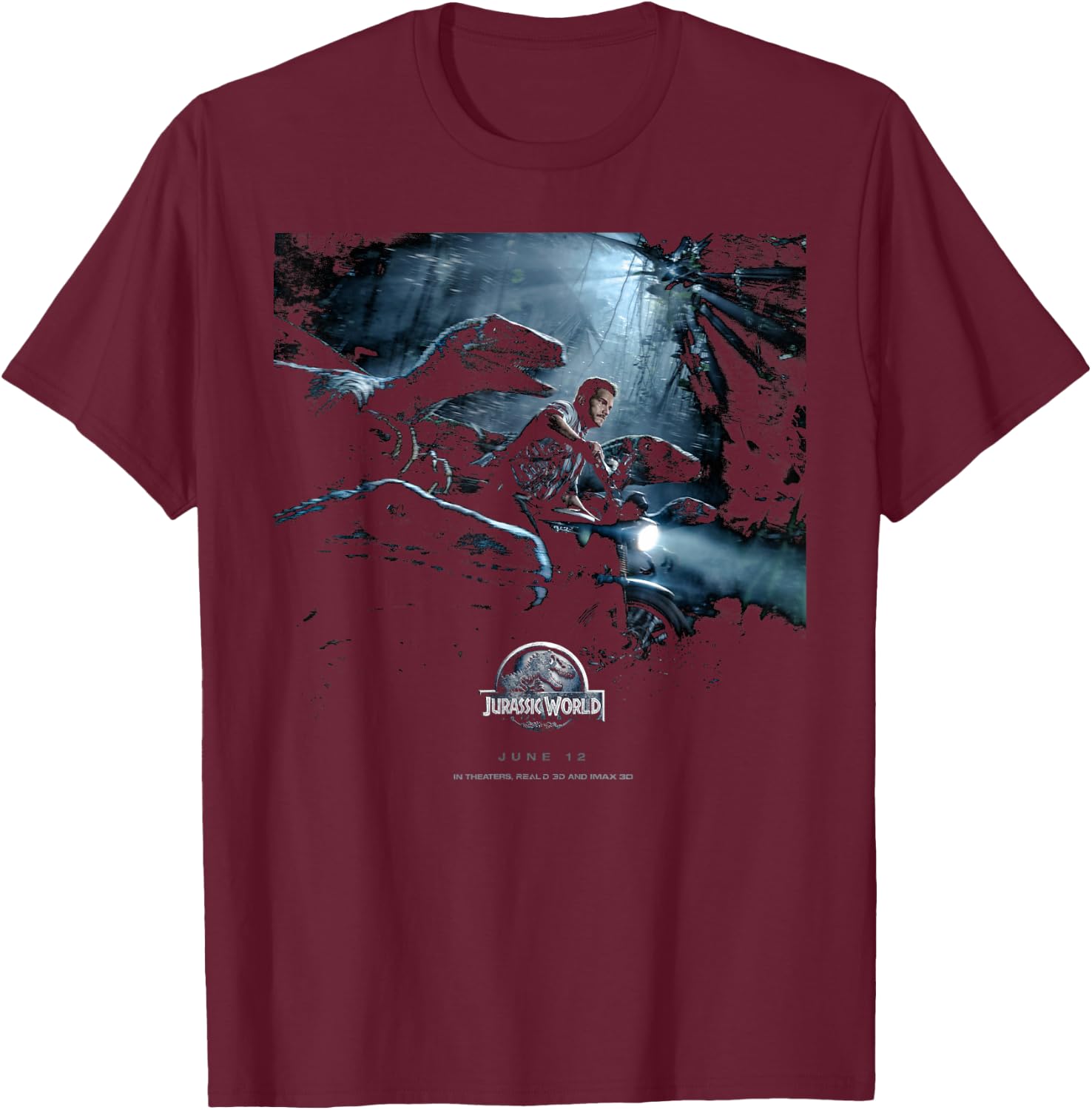 Jurassic World Owen Raptors Poster T-Shirt - T-Shirt | Maroon