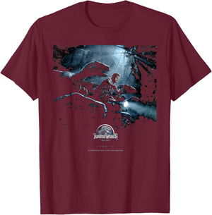 Jurassic World Owen Raptors Poster T-Shirt - T-Shirt | Maroon