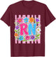 RN Registered Nurse Striped Floral Nursing Students Women T-Shirt - T-Shirt | Maroon