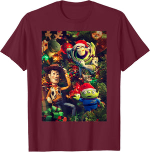 Disney Pixar Toy Story Christmas Tree Ornaments Group Shot T-Shirt - T-Shirt | Maroon