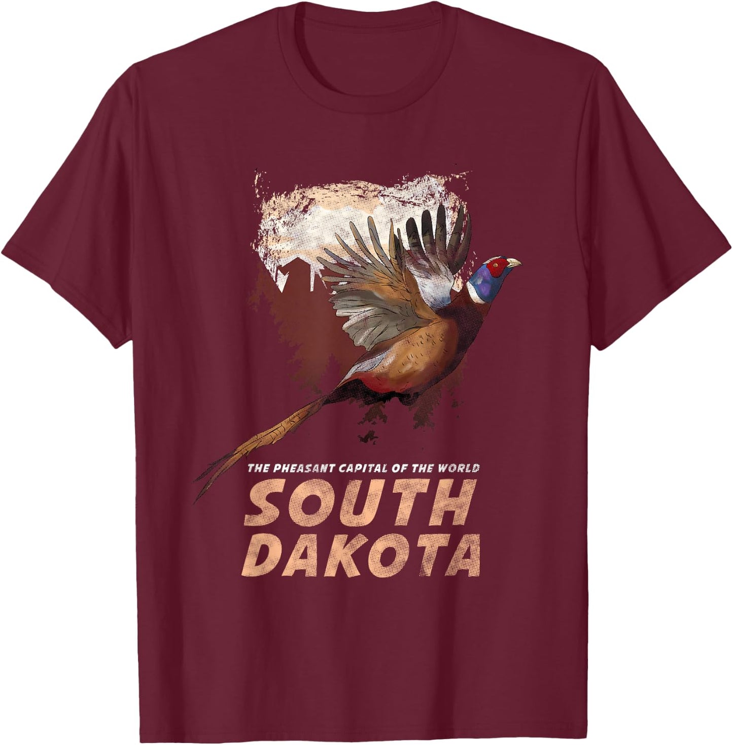 Pheasant Hunting Shirt - South Dakota Hunting Vintage t T-Shirt - T-Shirt | Maroon