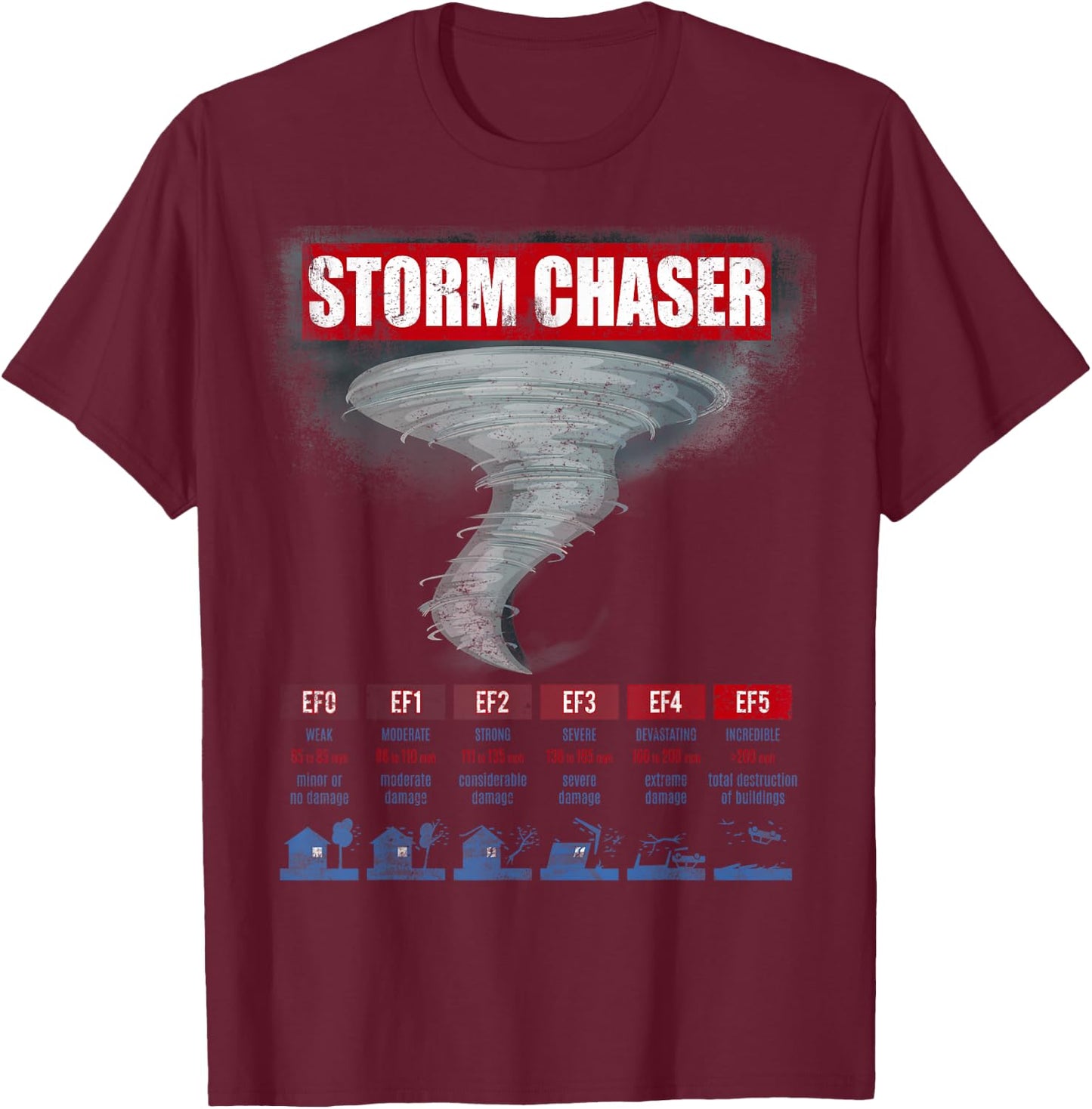 Storm Chaser Hurricane Chasing Bad Weather T-Shirt - T-Shirt | Maroon