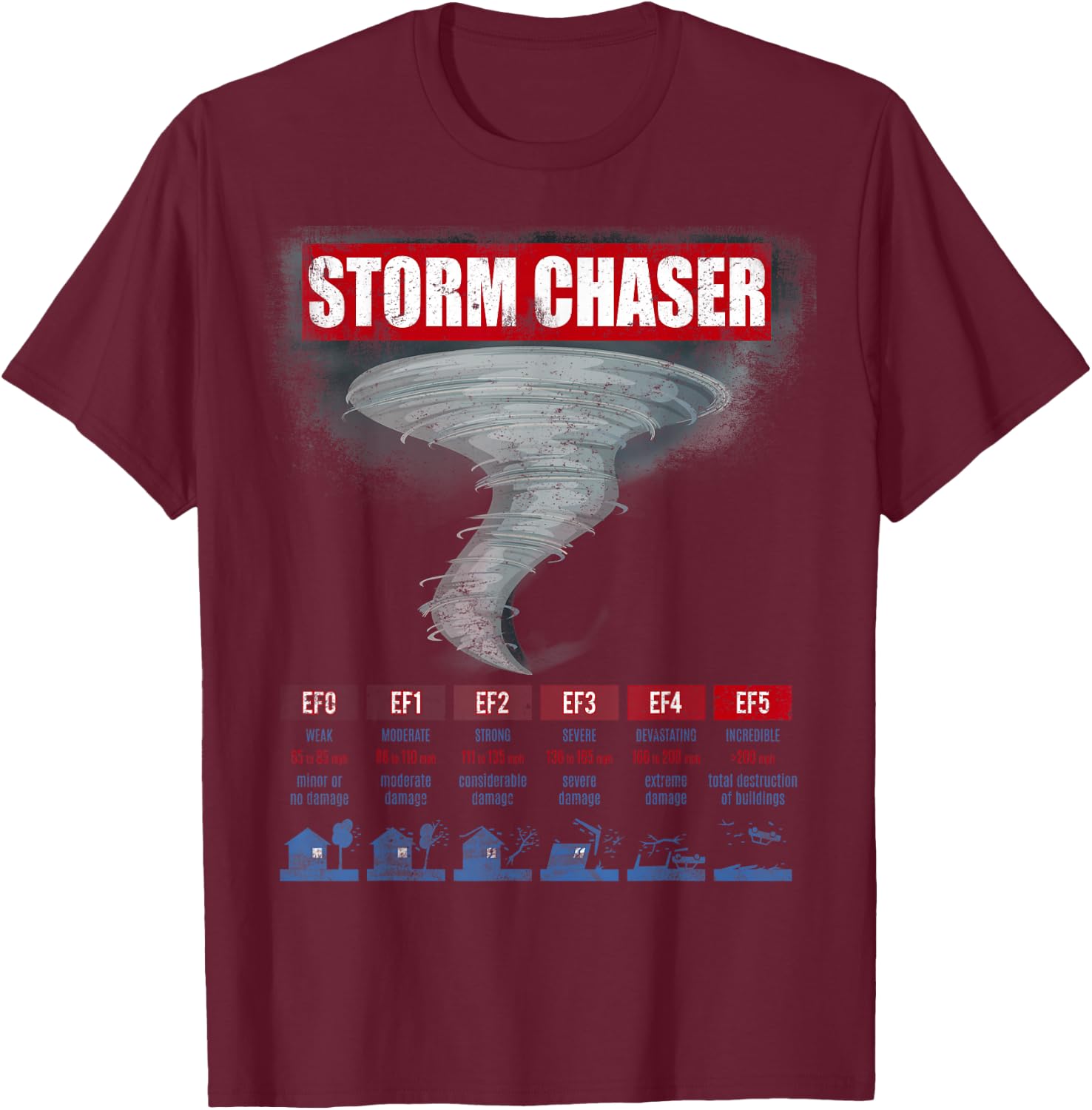 Storm Chaser Hurricane Chasing Bad Weather T-Shirt - T-Shirt | Maroon