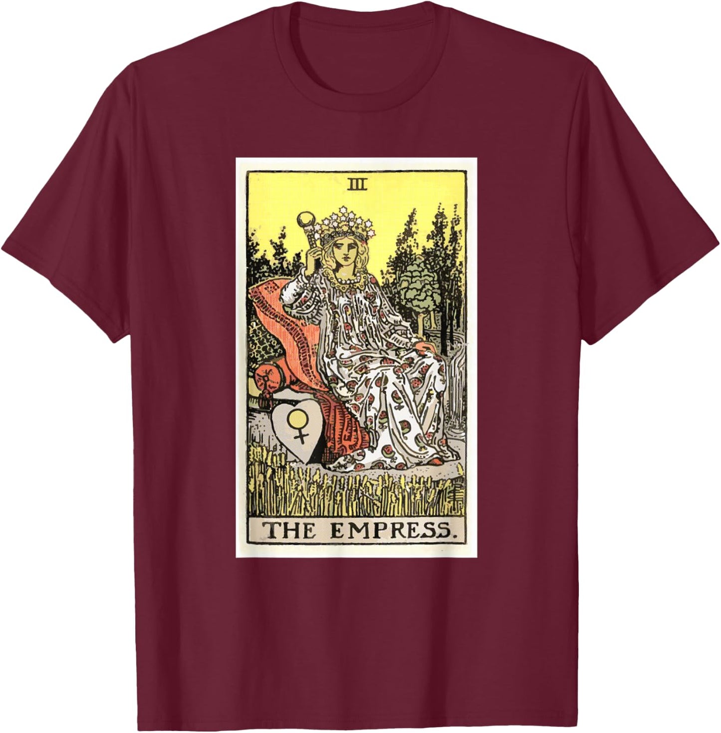 The Empress Tarot Card T-Shirt - T-Shirt | Maroon