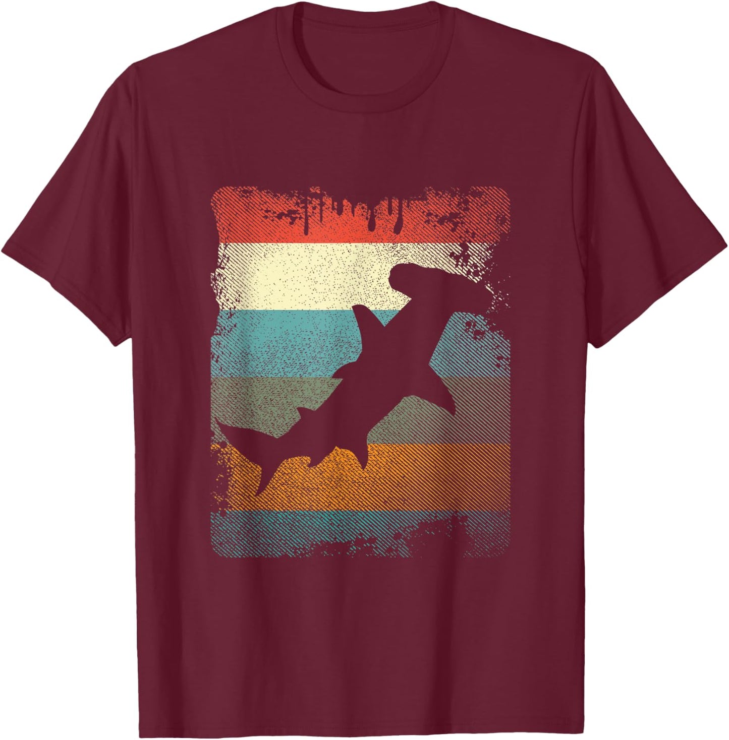 Vintage Hammer Head Shark Retro Shark Lover Gift T-Shirt - T-Shirt | Maroon