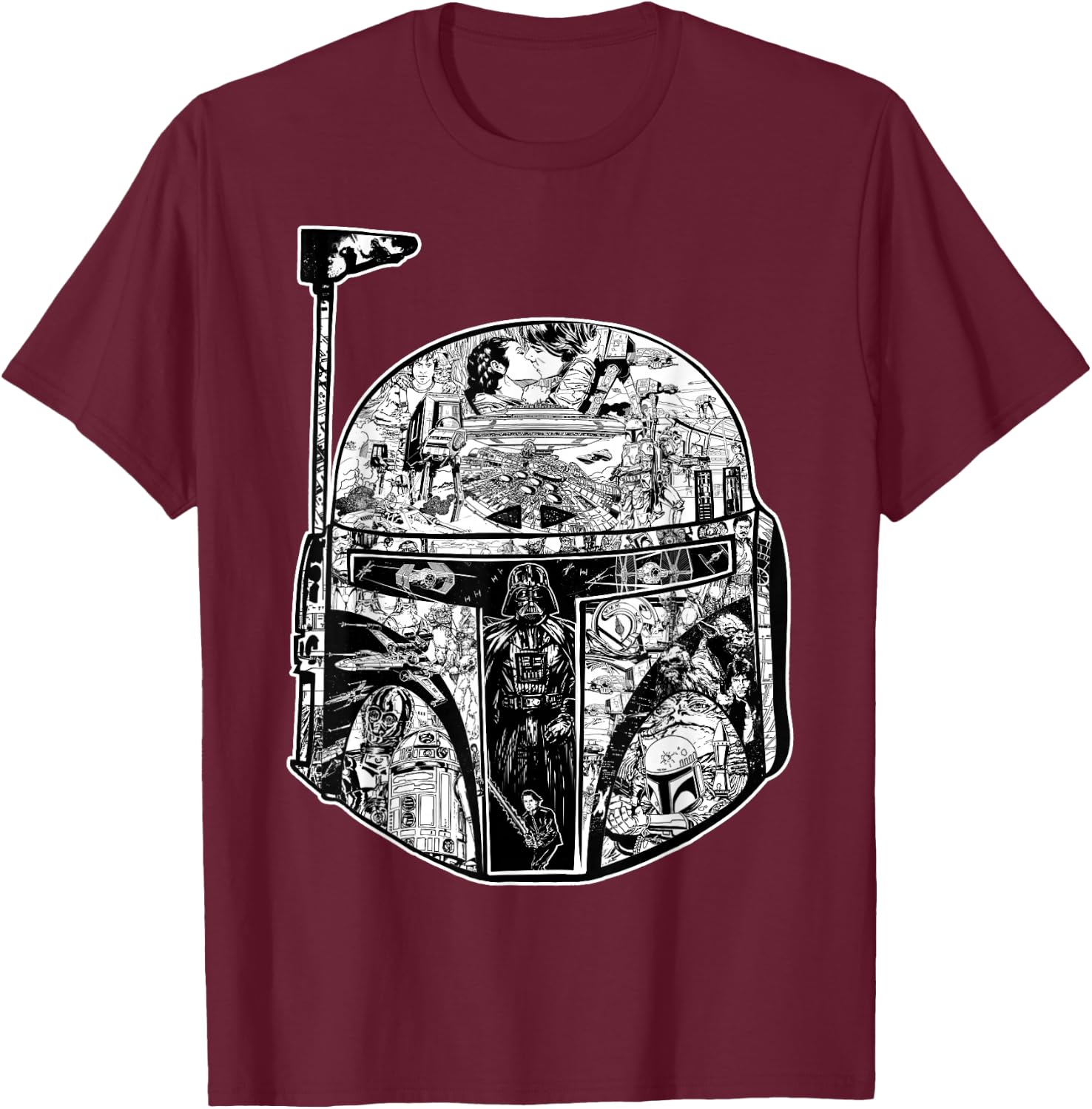 Star Wars Boba Fett Helmet Storyline Graphic T-Shirt - T-Shirt | Maroon