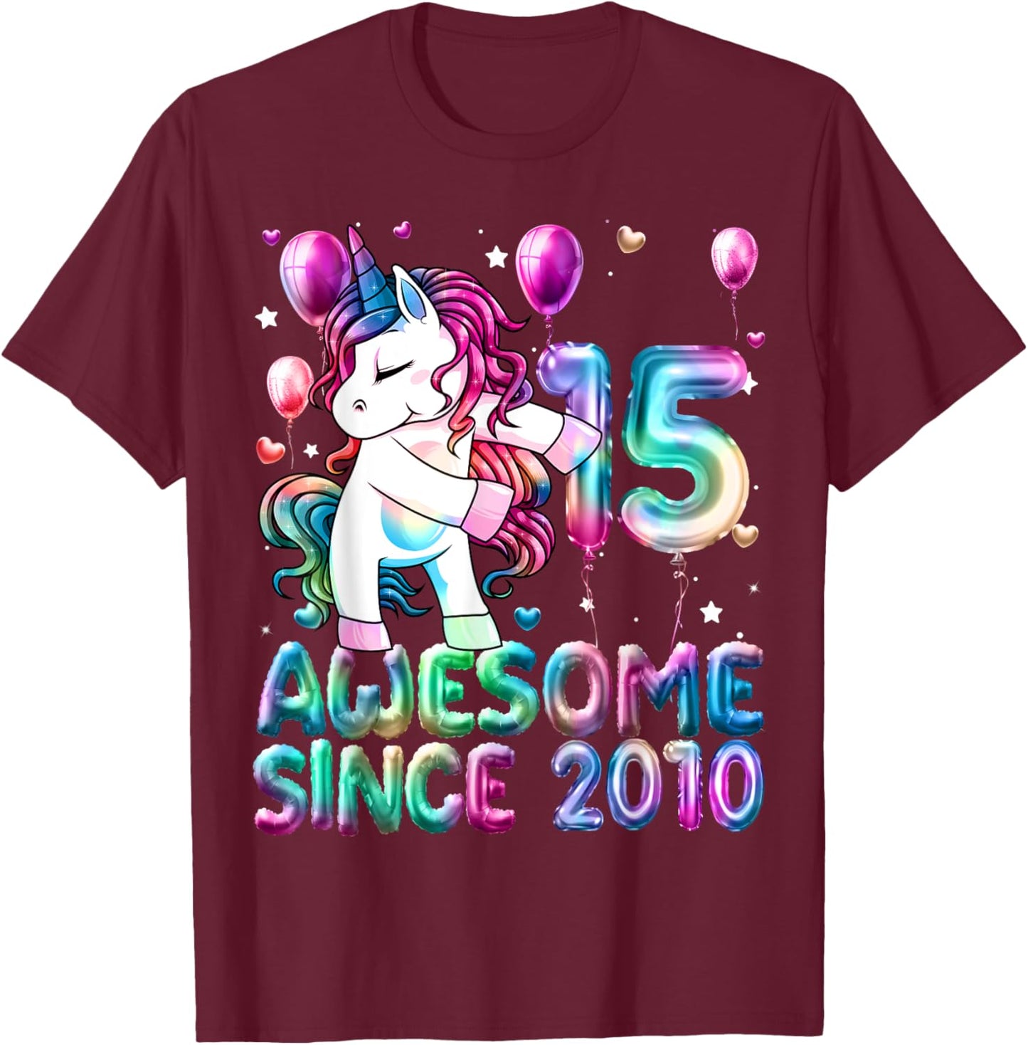 Flossing Unicorn 15 Year Old 15th Birthday Girl Unicorn T-Shirt - T-Shirt | Maroon