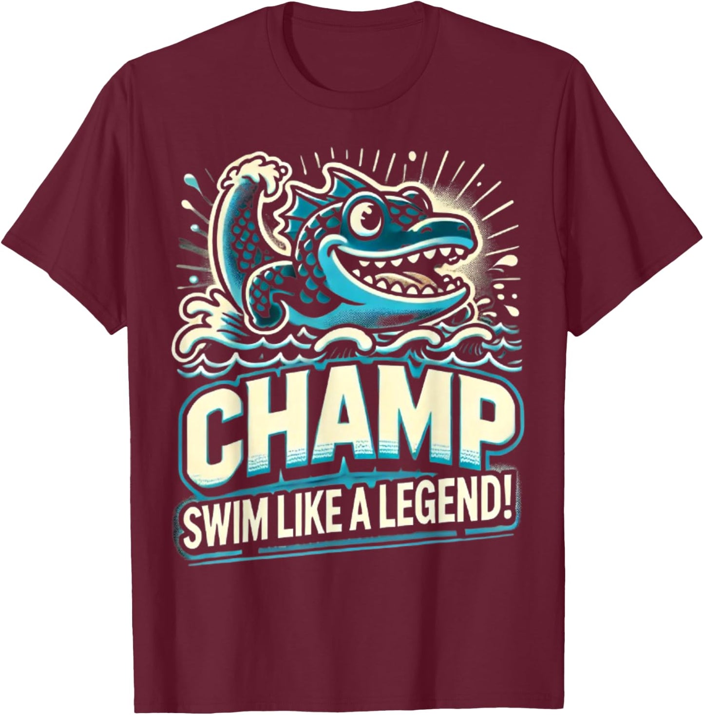 Lake Champlain design lake monster and Champlain monster T-Shirt - T-Shirt | Maroon