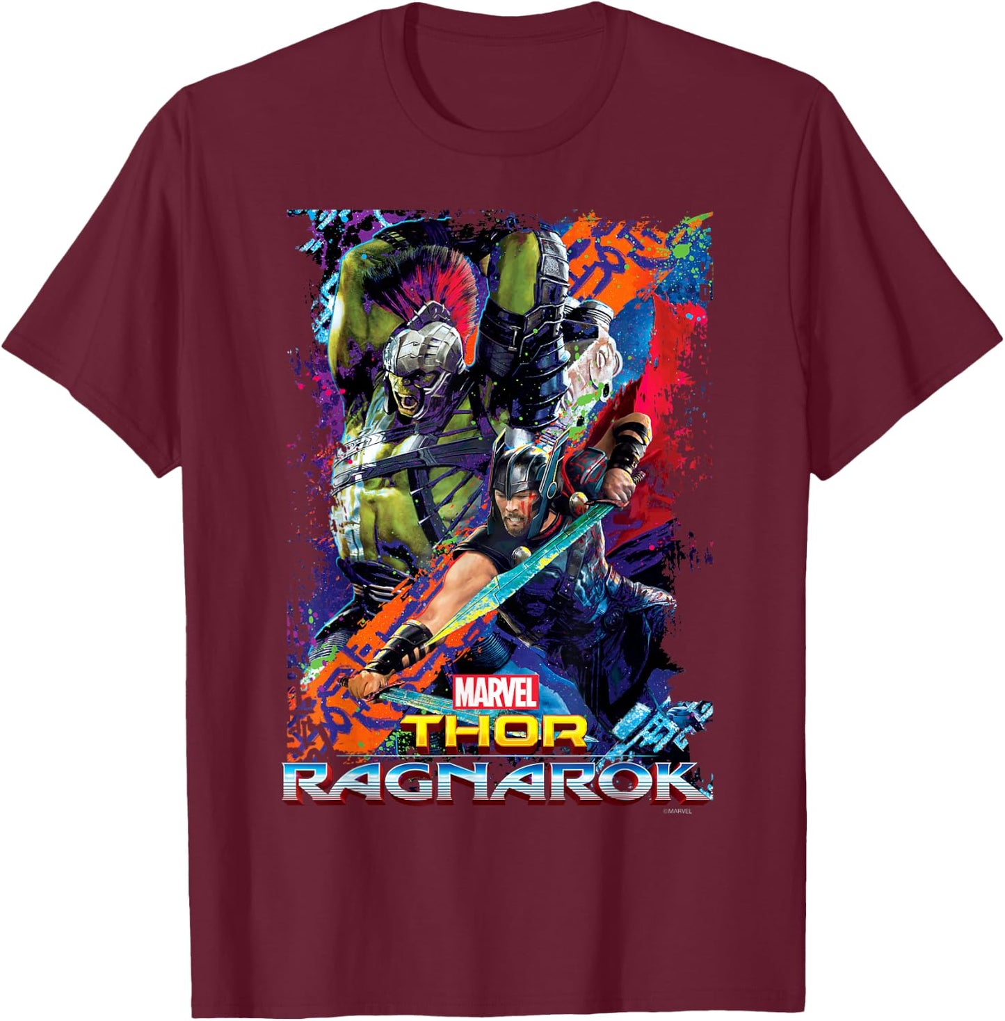 Marvel Thor Ragnarok Hulk Neon Pop Poster T-Shirt - T-Shirt | Maroon