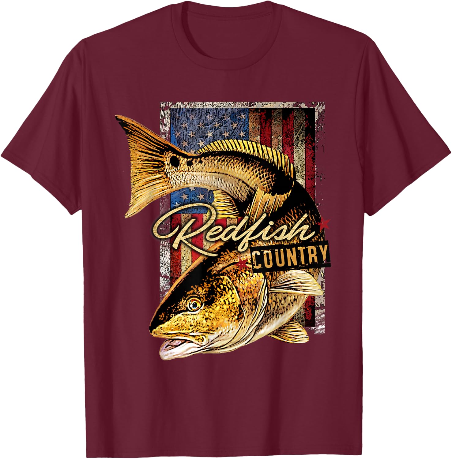 Redfish Country Saltwater Fishing T Shirt T-Shirt - T-Shirt | Maroon