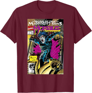 Marvel Rise Of The Midnight Sons Morbius Comic Cover T-Shirt - T-Shirt | Maroon