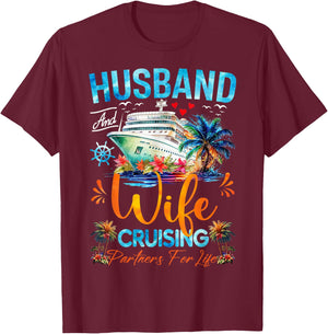 Matching Couple Shirt Husband Wife Cruising 2025 Cruise T-Shirt - T-Shirt | Maroon