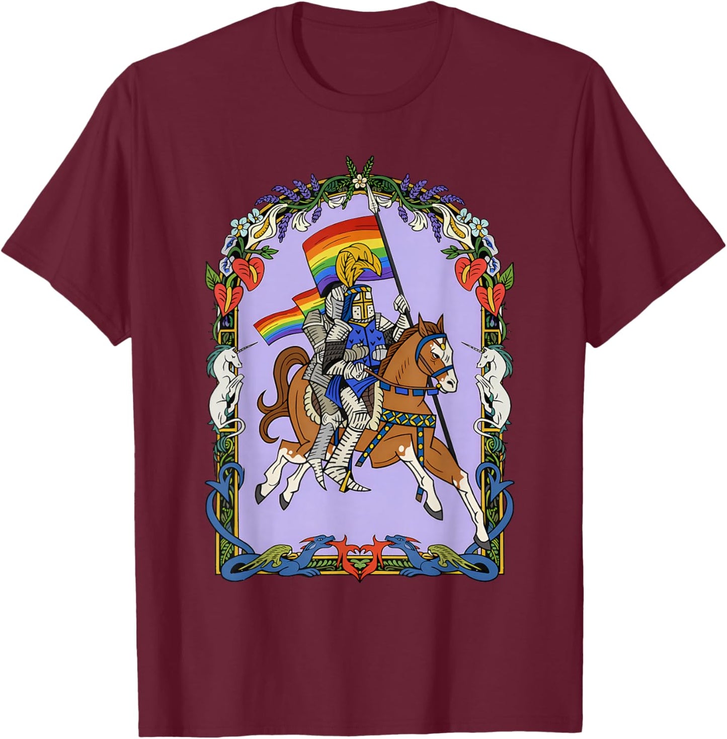 Knight LGBT Gay Lesbian Bisexual Transgender Pride Rainbow T-Shirt - T-Shirt | Maroon