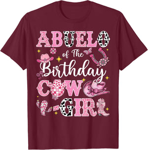 Abuelo Of The Birthday Cow-Girl Rodeo Abuelo Bday Party T-Shirt - T-Shirt | Maroon