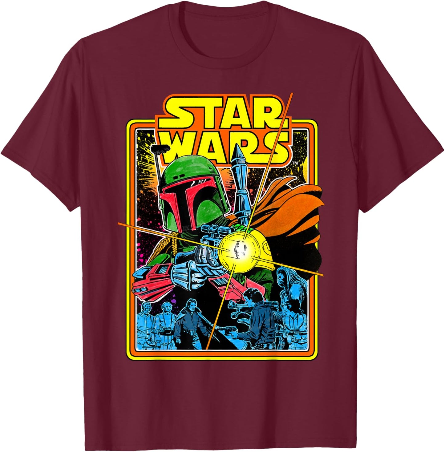 Star Wars Boba Fett Bounty Hunter Comic Book Cover T-Shirt - T-Shirt | Maroon