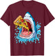 Pizza Eating Shark T shirt Kids Boys Food Lovers Jawsome T-Shirt - T-Shirt | Maroon