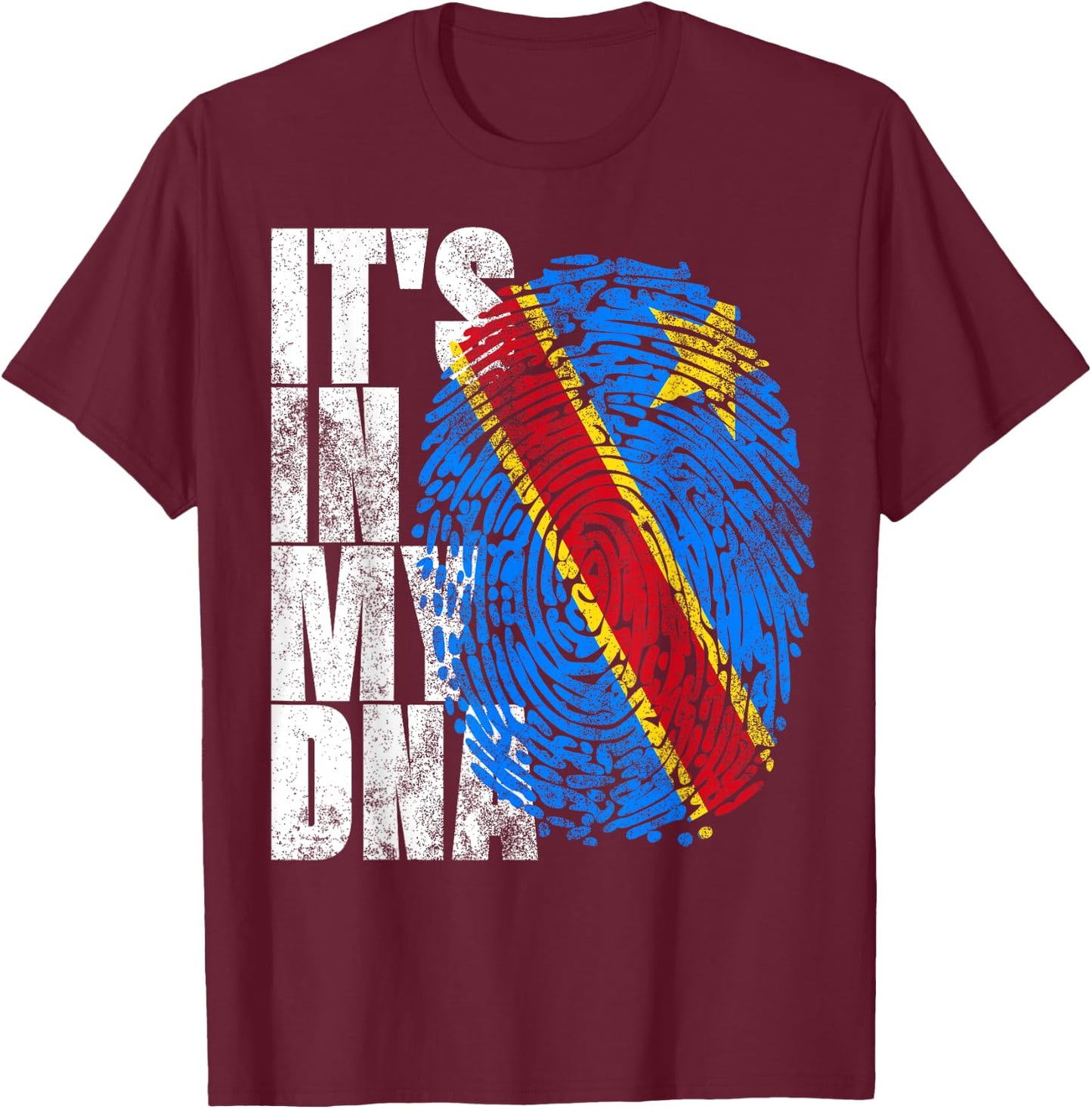 It's In My DNA Congo Vintage African Gifts DR Congo Flag T-Shirt - T-Shirt | Maroon