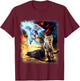 Angel Cat and Praying Companion in Fiery Sky Men Women Kids T-Shirt - T-Shirt | Maroon