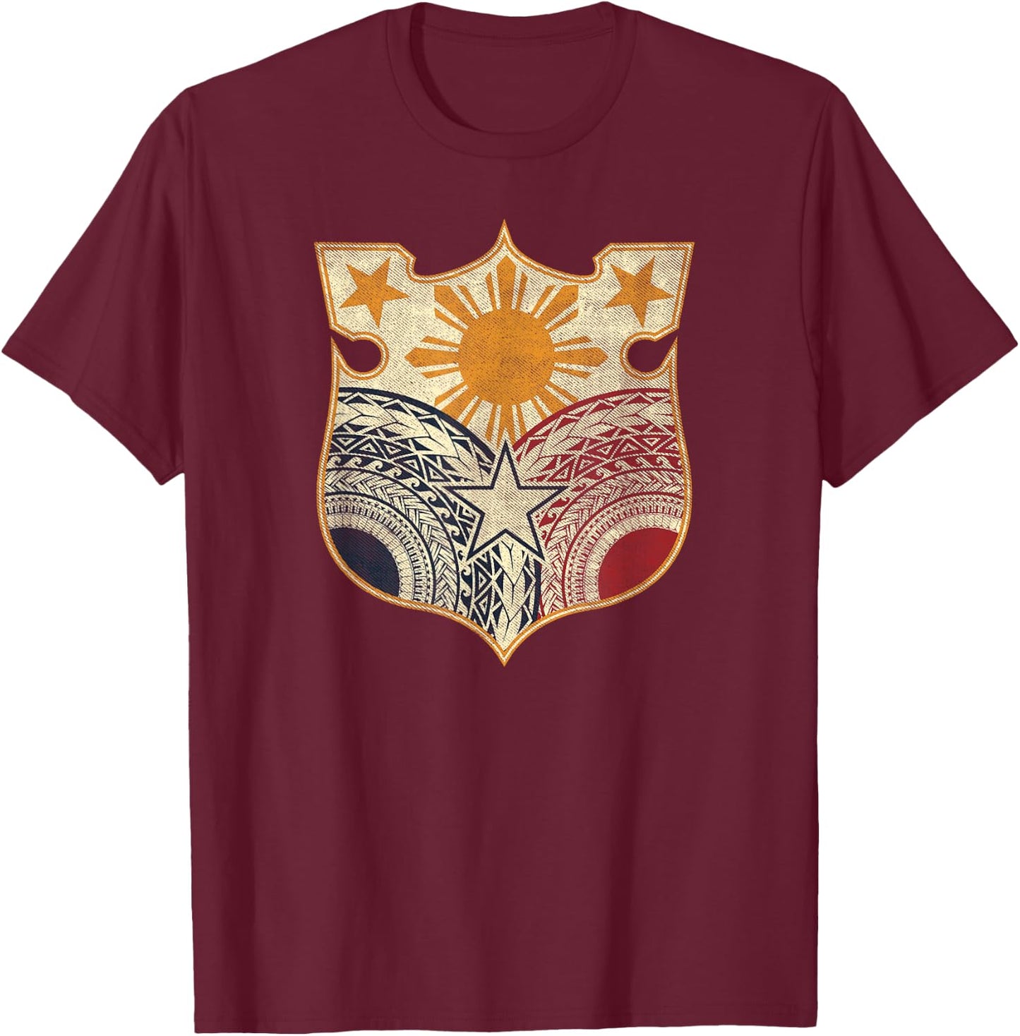 Vintage Filipino Flag Shirt - Filipino Heritage t Shirt T-Shirt - T-Shirt | Maroon