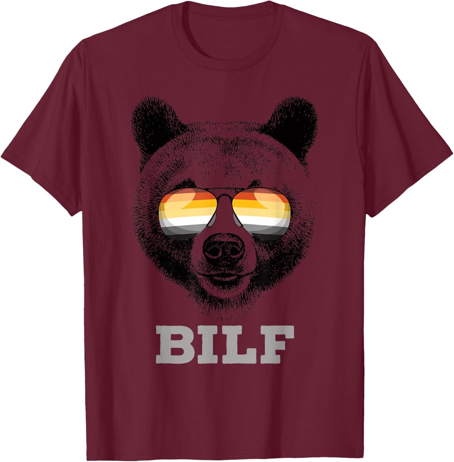 BILF Gay Bear Pride Daddy Grizzly Gift T-Shirt - T-Shirt | Maroon