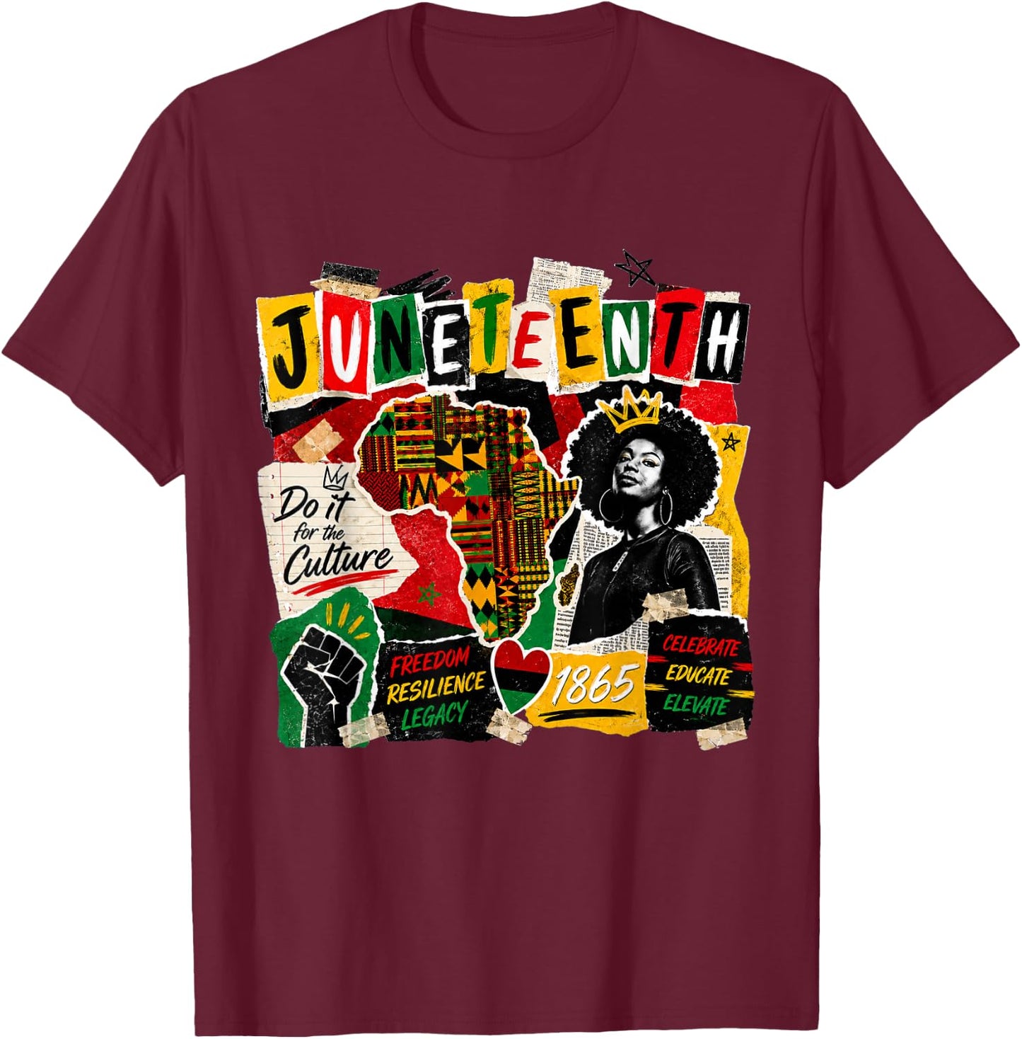 Juneteenth Black American Feedom 1865 Juneteenth Men Women T-Shirt - T-Shirt | Maroon