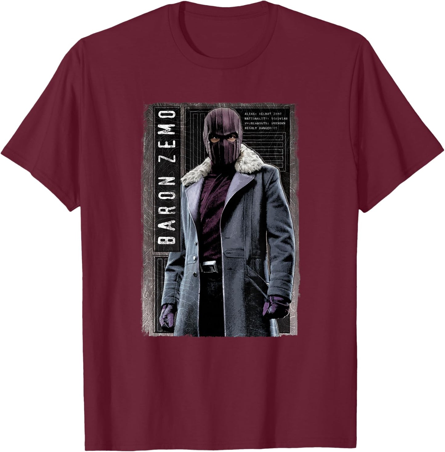 Marvel The Falcon and The Winter Soldier Baron Zemo Details T-Shirt - T-Shirt | Maroon