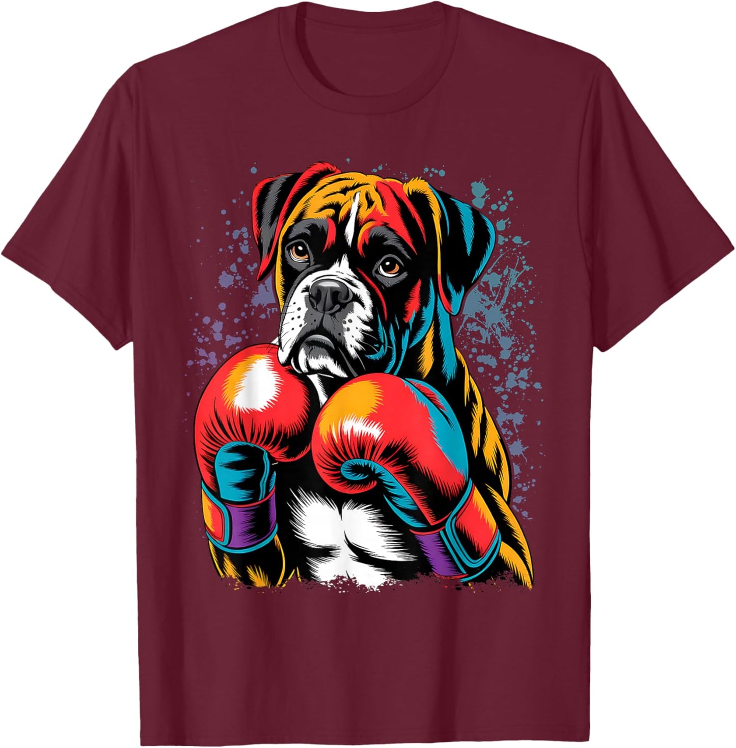 Funny Kickboxing or Boxing Boxer Dog Men Women Kids T-Shirt - T-Shirt | Maroon
