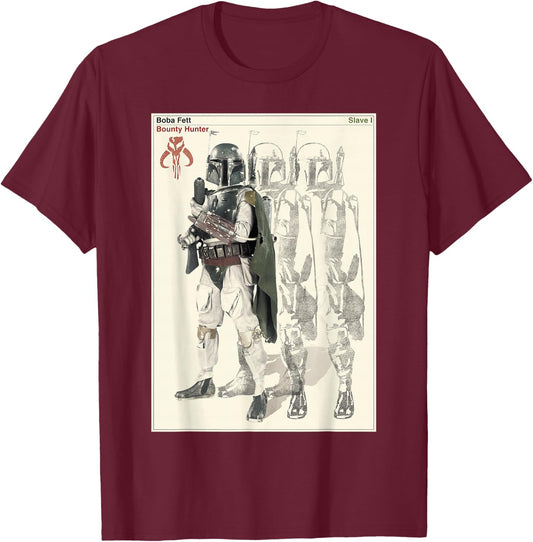 Star Wars Boba Fett Bounty Hunter Mandalorian Poster T-Shirt - T-Shirt | Maroon