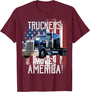 Trucker American Flag Truck Driver Shirt Truck Driver Gift T-Shirt - T-Shirt | Maroon