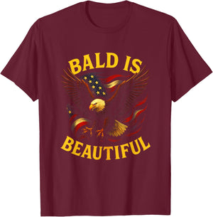Bald is Beautiful - Patriotic Eagle T-Shirt - T-Shirt | Maroon