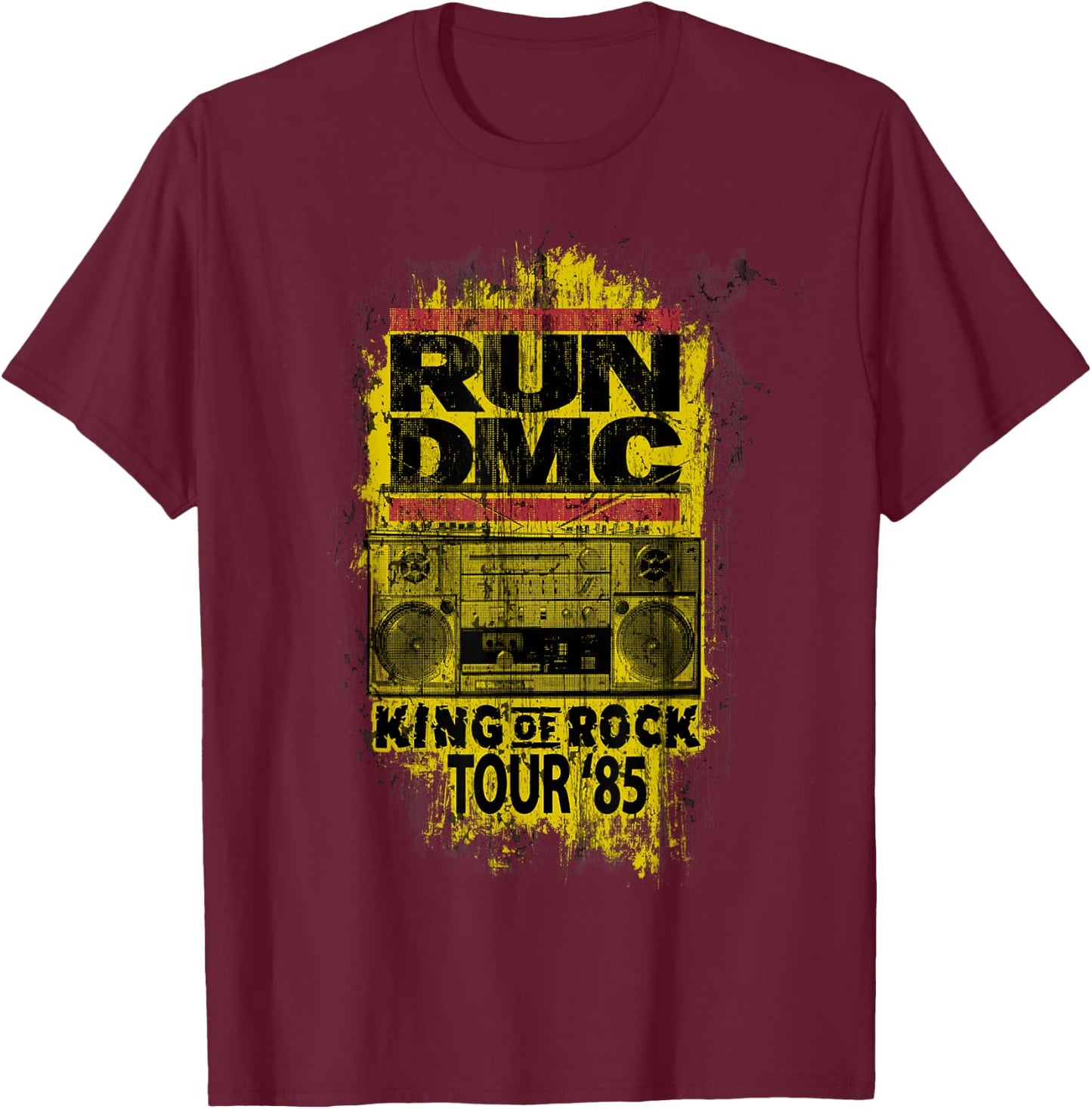 Run DMC Official King of Rock Tour '85 T-Shirt - T-Shirt | Maroon