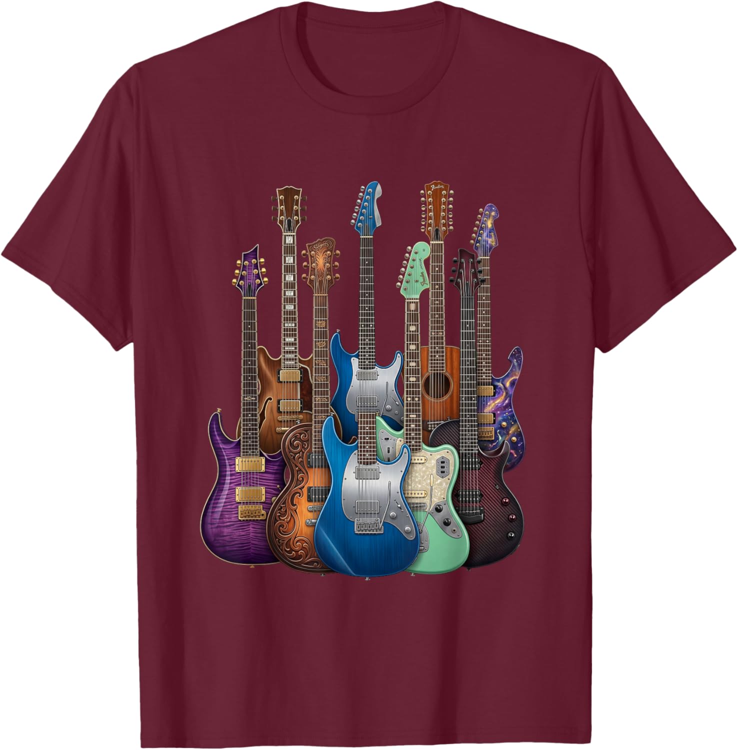 Guitars Guitarists Music Guitar Gifts Women Boy Girl T-Shirt - T-Shirt | Maroon