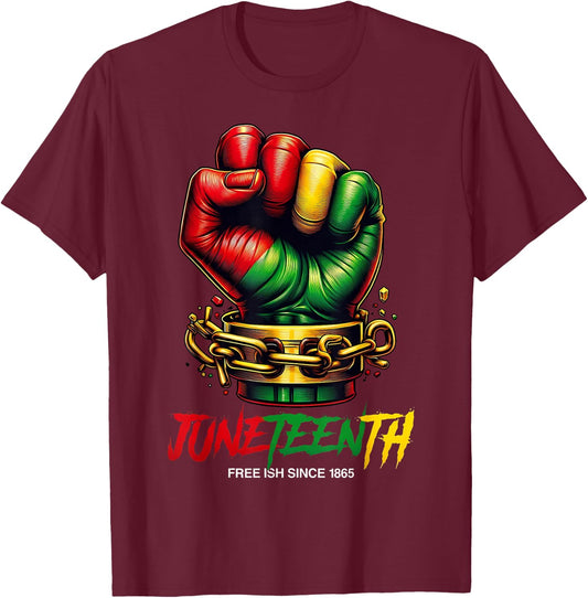 Juneteenth Fist Freeish Since 1865 Black History Month T-Shirt - T-Shirt | Maroon