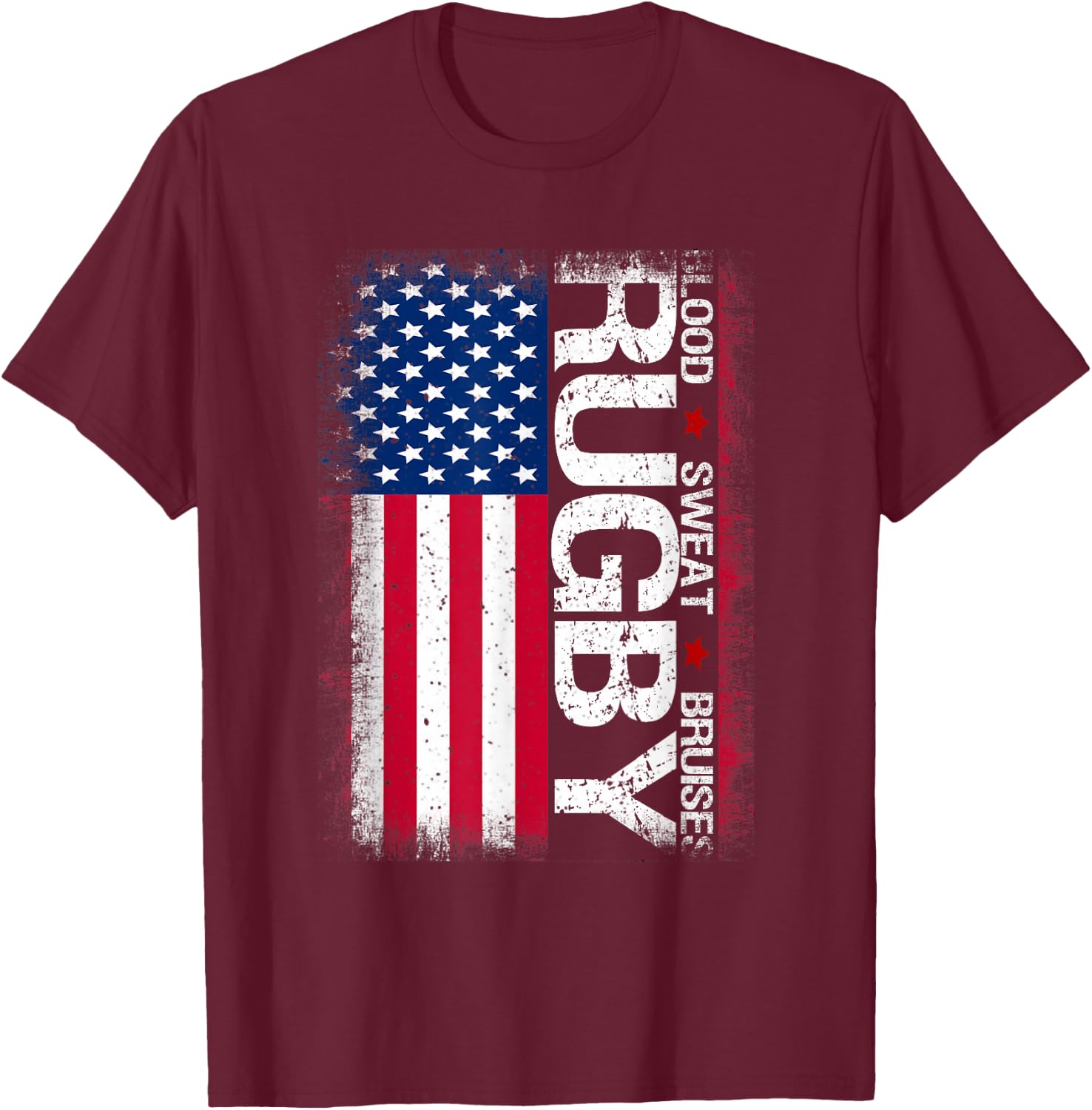 USA Rugby American Flag Distressed Rugby 4th of July Gift Small T-Shirt - T-Shirt | Maroon