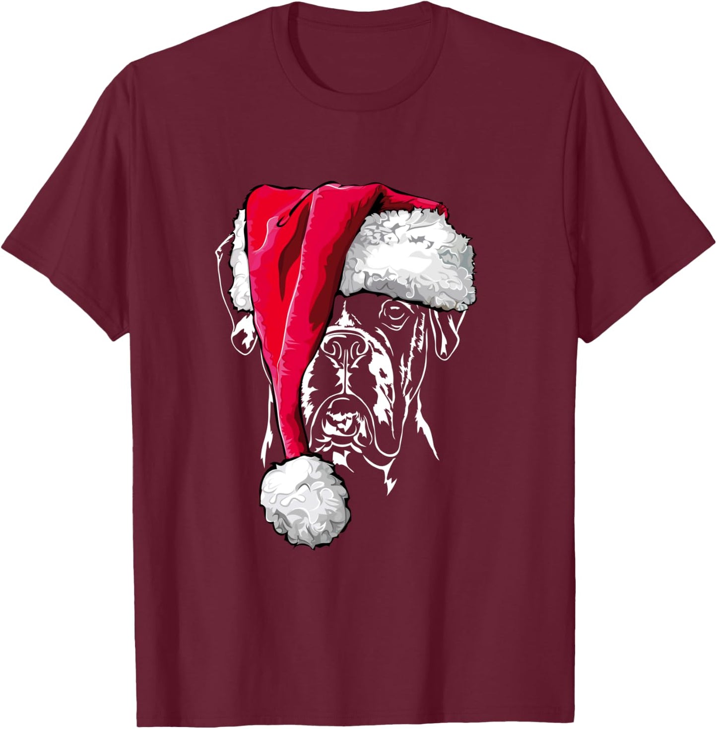 Funny Boxer Dog Santa Christmas dog mom gift present T-Shirt - T-Shirt | Maroon