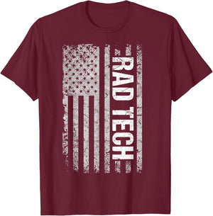 Rad Tech American Flag Radiology Gift T-Shirt - T-Shirt | Maroon