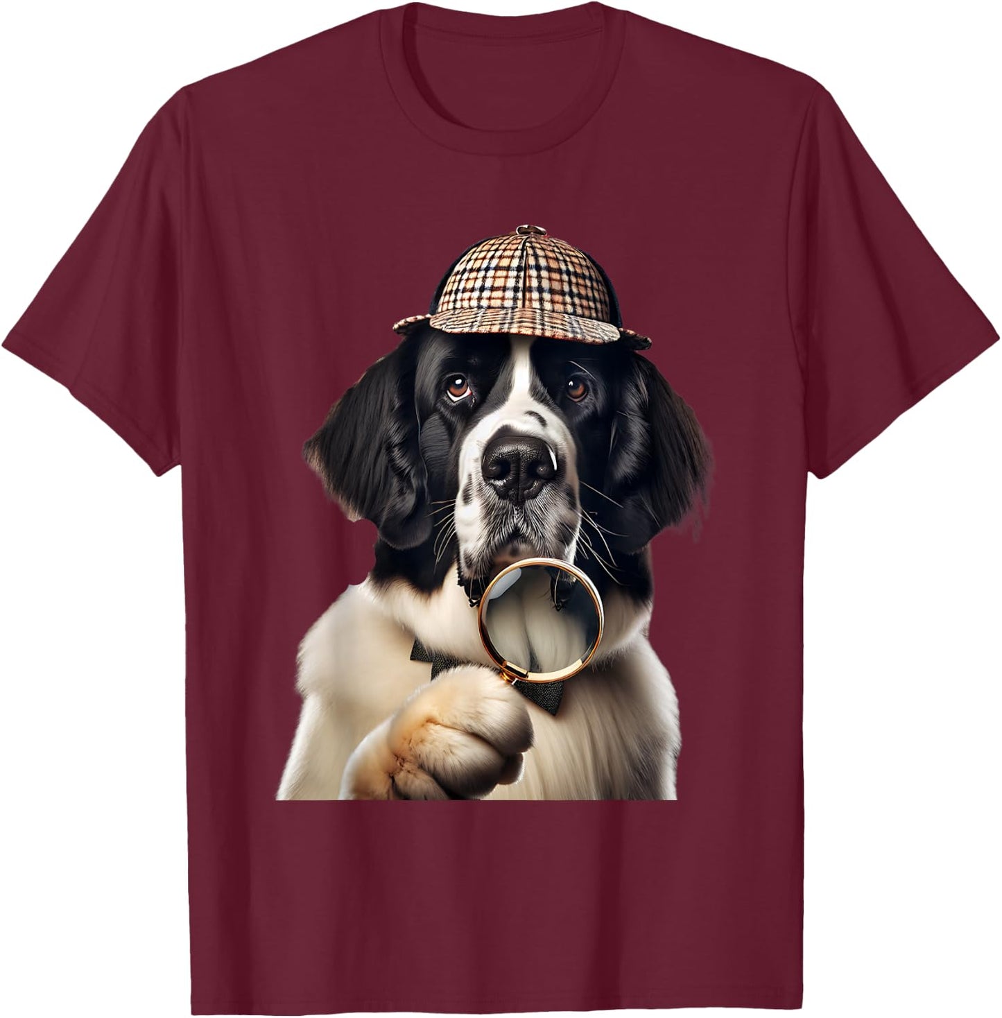 Landseer Newfoundland Dog T-Shirt - T-Shirt | Maroon