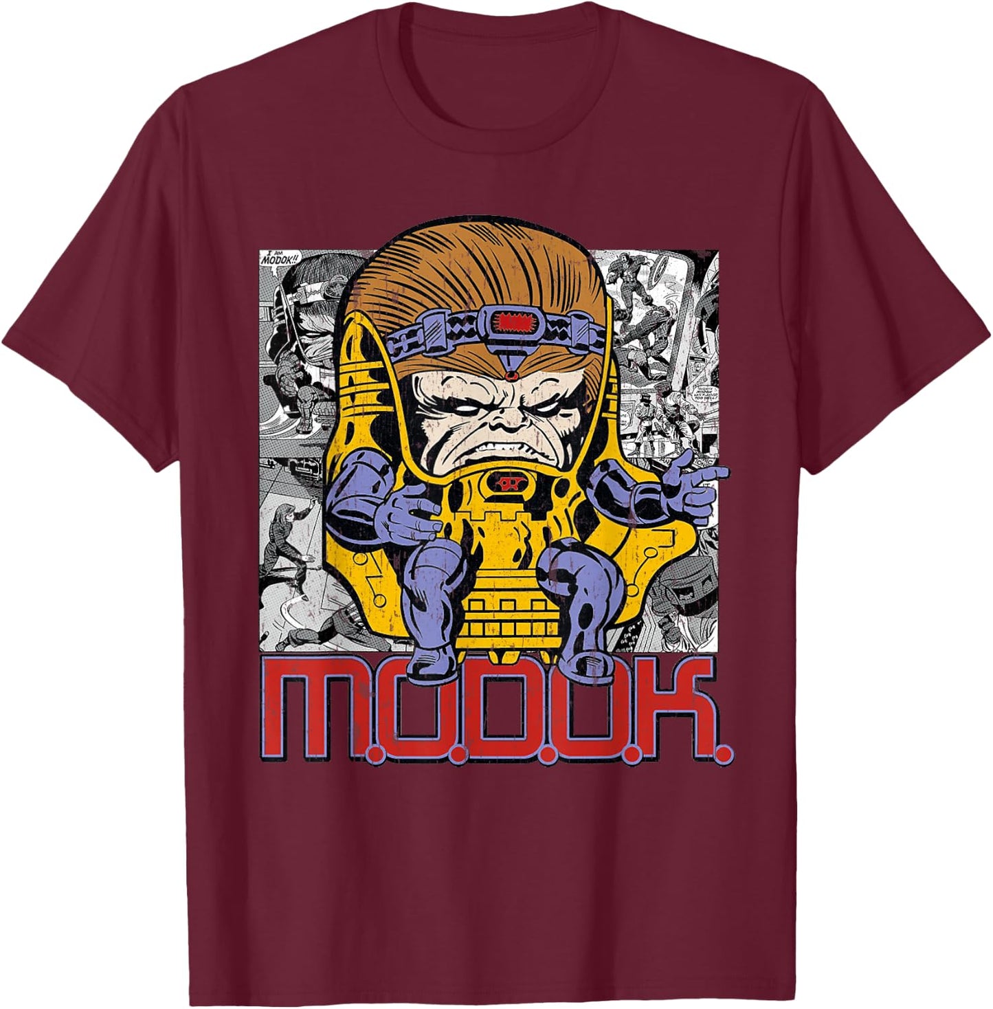 Marvel M.O.D.O.K. Chillin' Like A Villain Retro Comic T-Shirt - T-Shirt | Maroon