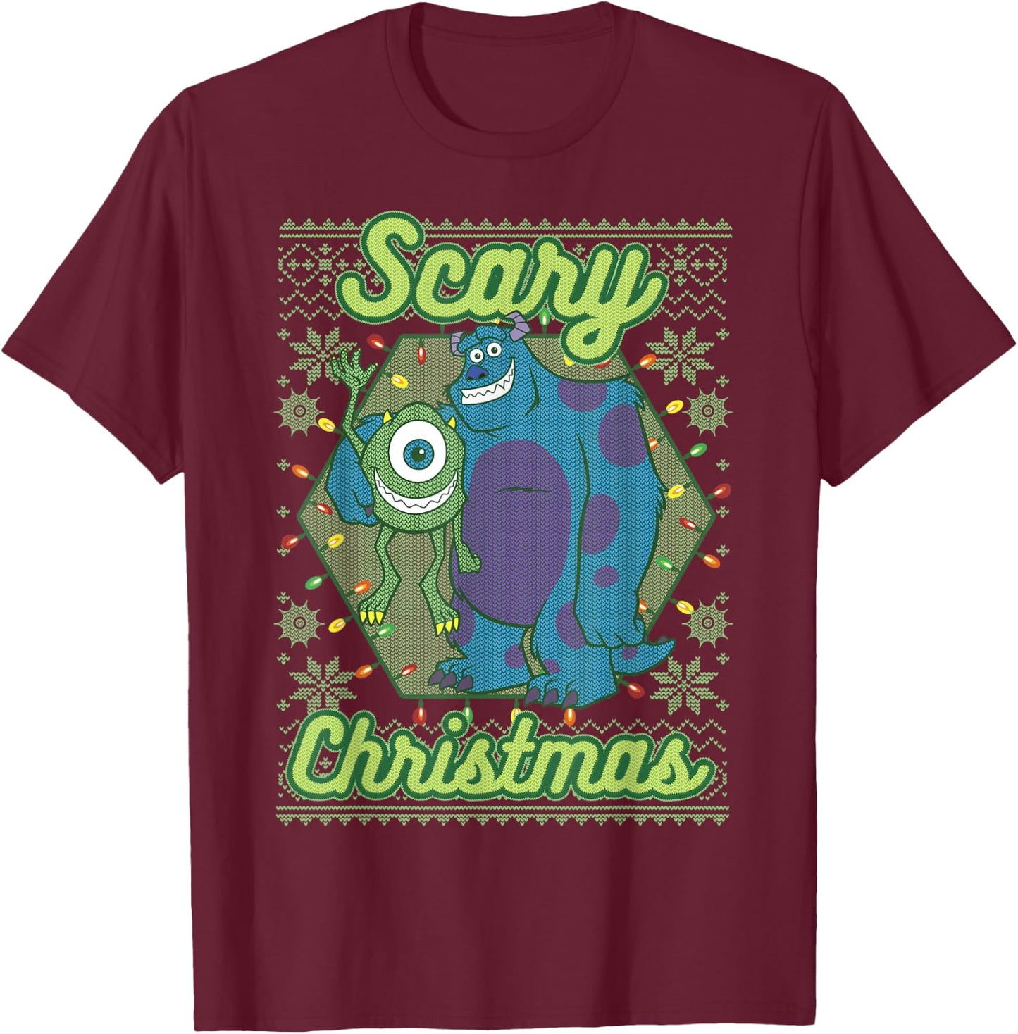 Disney Pixar Monsters University Scary Christmas T-Shirt - T-Shirt | Maroon