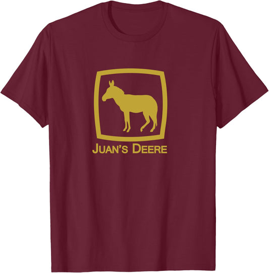 Juan's Deere Funny Immigration Novelty Caravan Parody LS T-Shirt - T-Shirt | Maroon