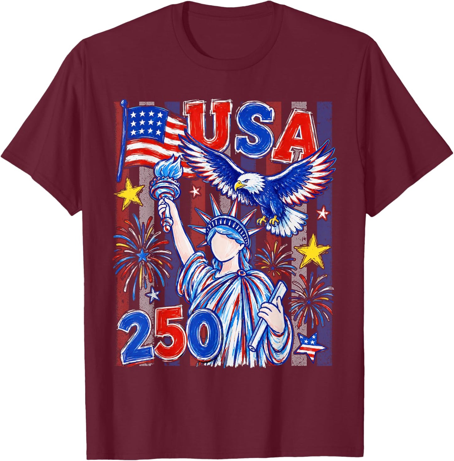 America Retro 250 Years 250th Anniversary USA 1776 2026 T-Shirt - T-Shirt | Maroon