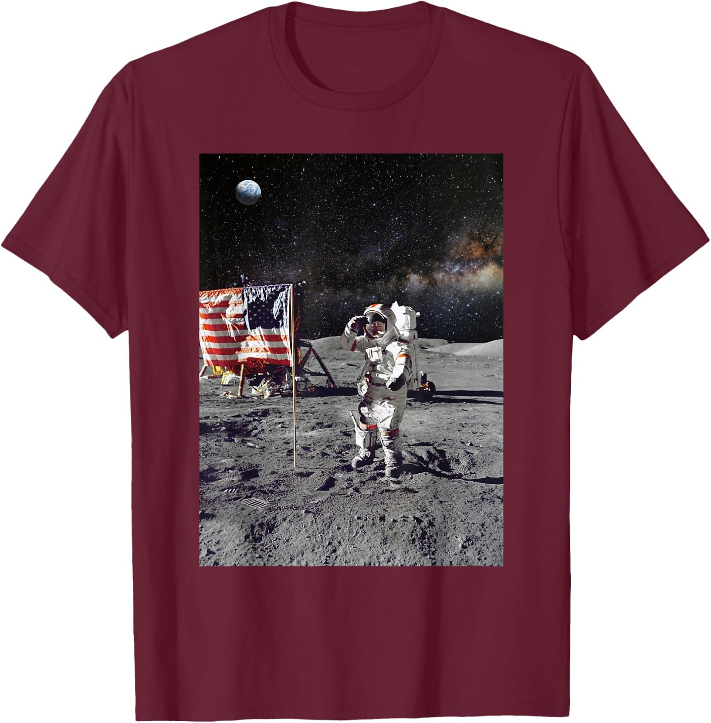 Man on the Moon T-Shirt - T-Shirt | Maroon